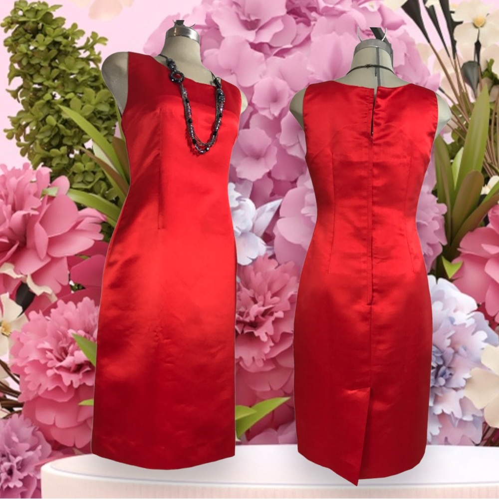 Red Gorgeous Sleeveless Sheath Satin Dress Size 8/10